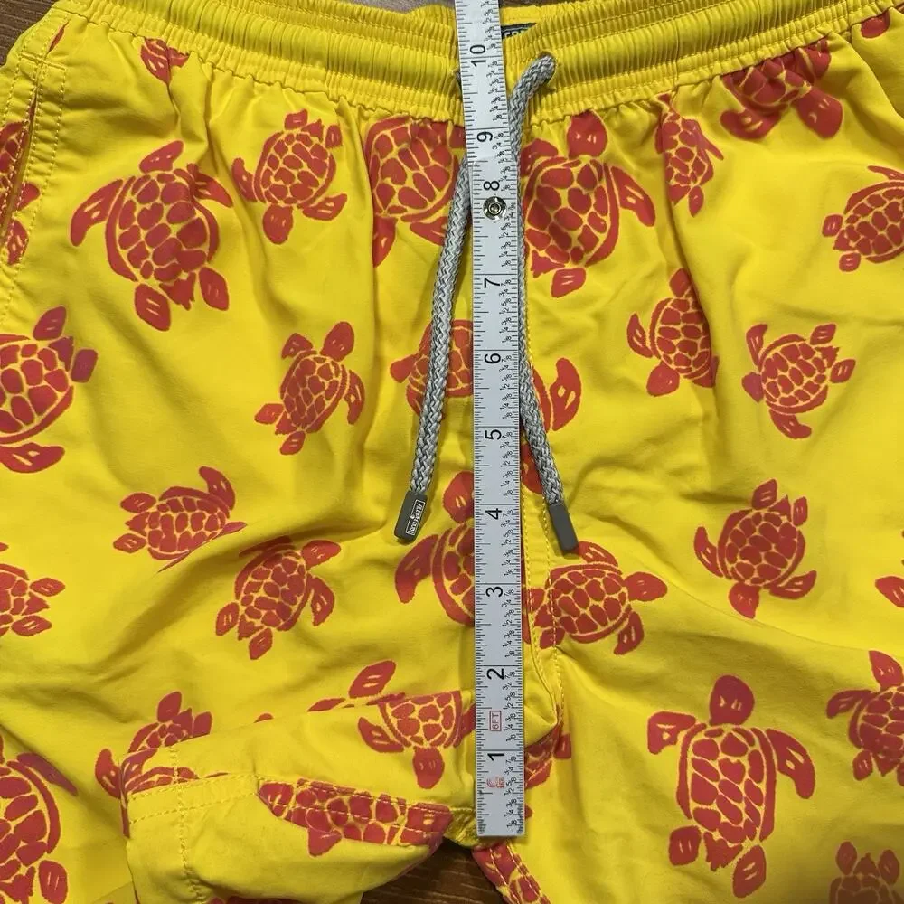 Vilebrequin Swim Trunks Youth Boys 14 Yellow Sea Turtle Mesh Lined Board Shorts
